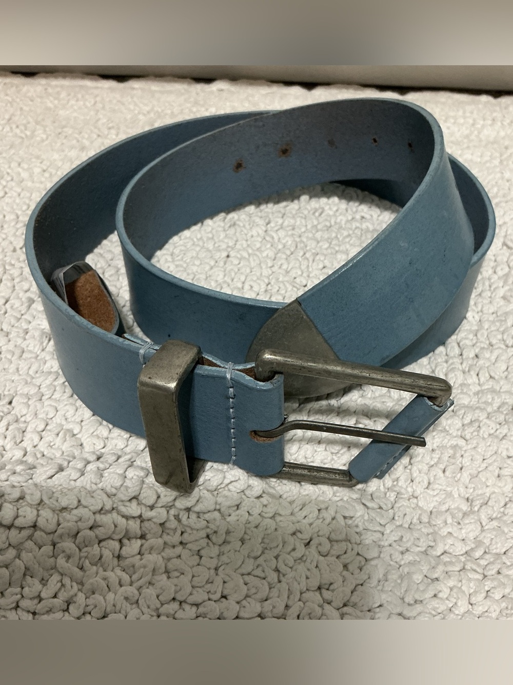 FREE PEOPLE WE THE FREE GETTY Leather Belt in Autumn Sky Blue S/M
